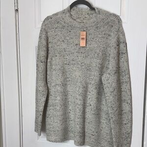 LOFT Gray Speckled Crew Neck Sweater